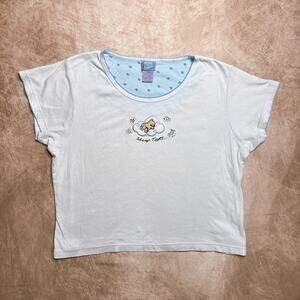 Pillow Talk Embroidered Teddy Bear Sleep Tight Baby Tee T-Shirt White Sleepwear